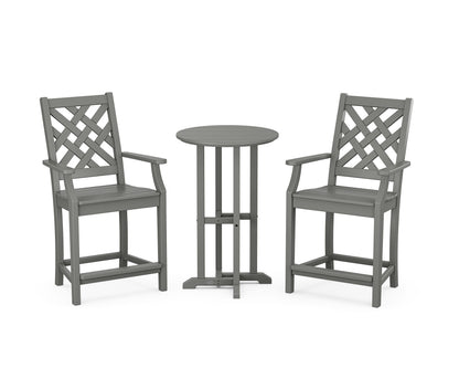 Country Living Wovendale 3-Piece Farmhouse Bistro Counter Set in Slate Grey