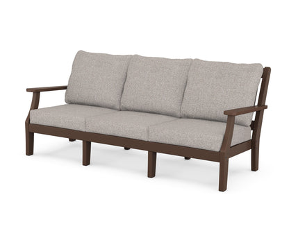 Martha Stewart by POLYWOOD® Chinoiserie Deep Seating Sofa in Mahogany / Weathered Tweed