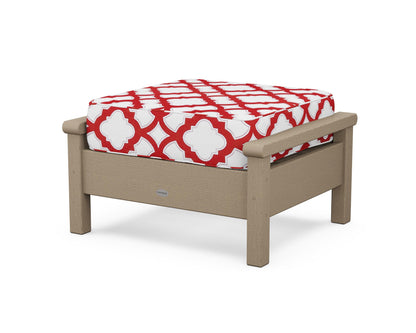 POLYWOOD® Harbour Deep Seating Ottoman in Vintage Sahara / Trellis Crimson