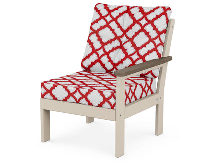 POLYWOOD® Vineyard Modular Right Arm Chair in Sand / Kona / Trellis Crimson