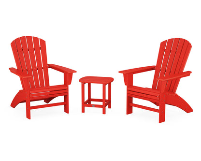 POLYWOOD® Nautical 3-Piece Curveback Adirondack Set in Sunset Red
