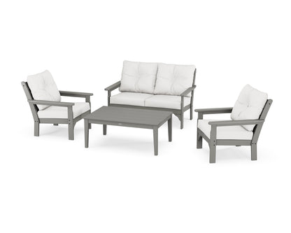 POLYWOOD® Vineyard 4-Piece Deep Seating Set in Slate Grey / Natural Linen