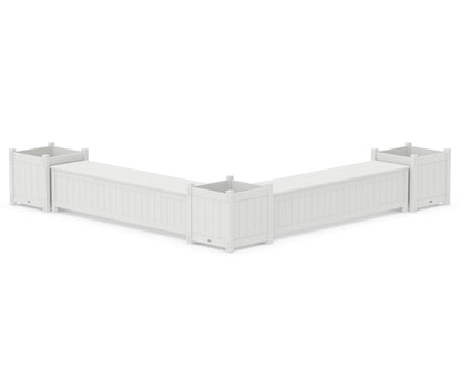 POLYWOOD® 72" Vineyard L- Shaped Planter Storage Bench Corner Set- Large in White