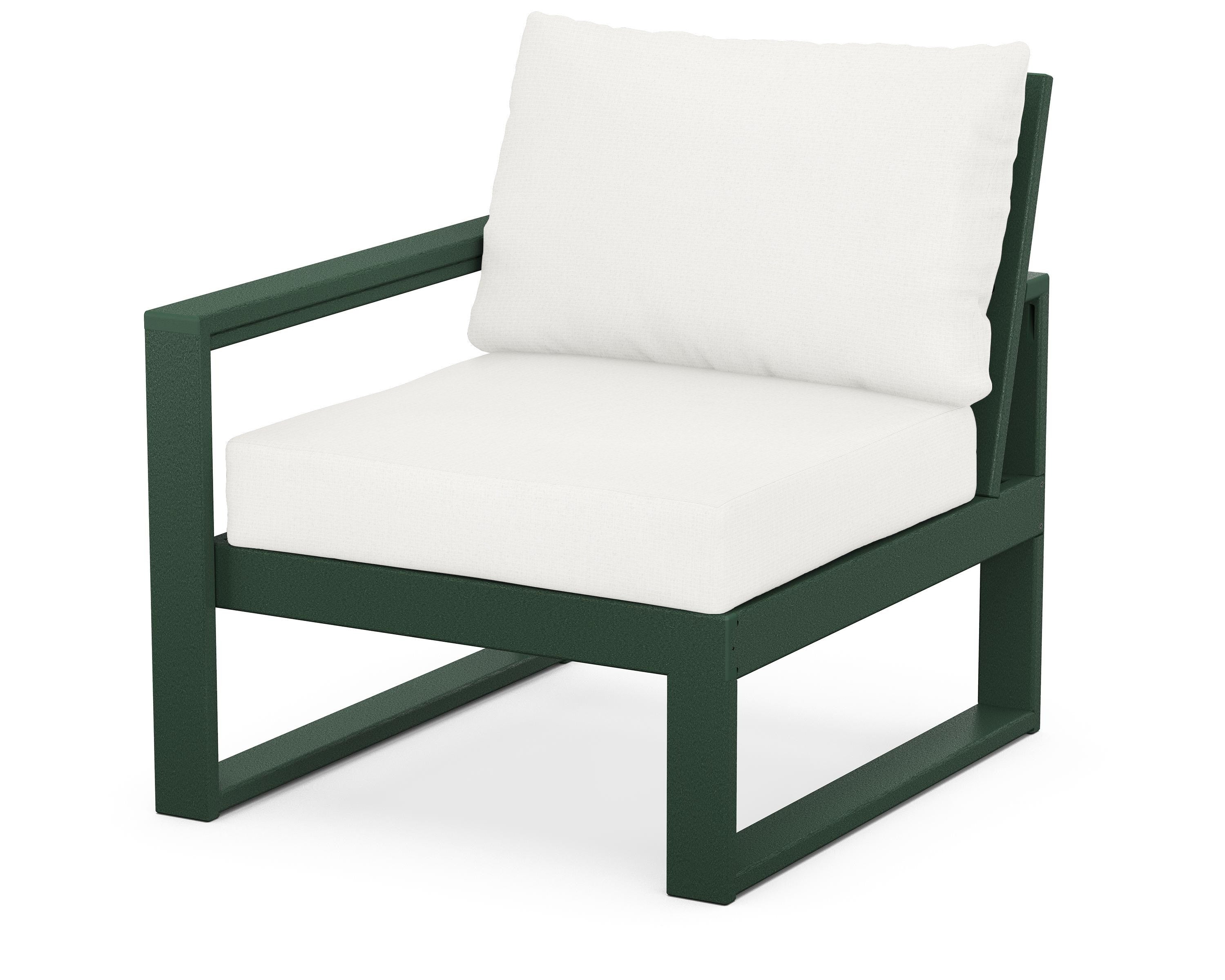 POLYWOOD® EDGE Modular Left Arm Chair in Green / Natural Linen