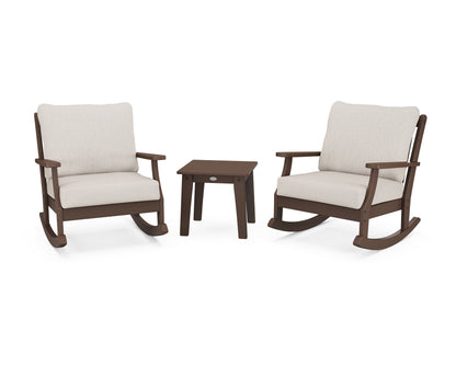 POLYWOOD® Braxton 3-Piece Deep Seating Rocker Set in Mahogany / Cast Ash
