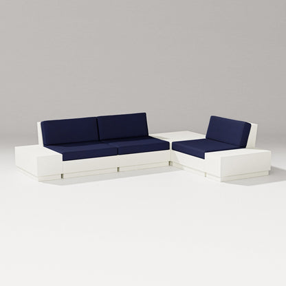 PW Designer Series Elevate 6-Piece Corner Sectional in Vintage White / Navy