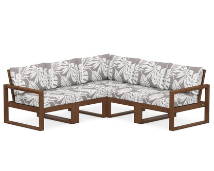 POLYWOOD® EDGE 5-Piece Modular Deep Seating Set in Teak / Leaf Grey Mist