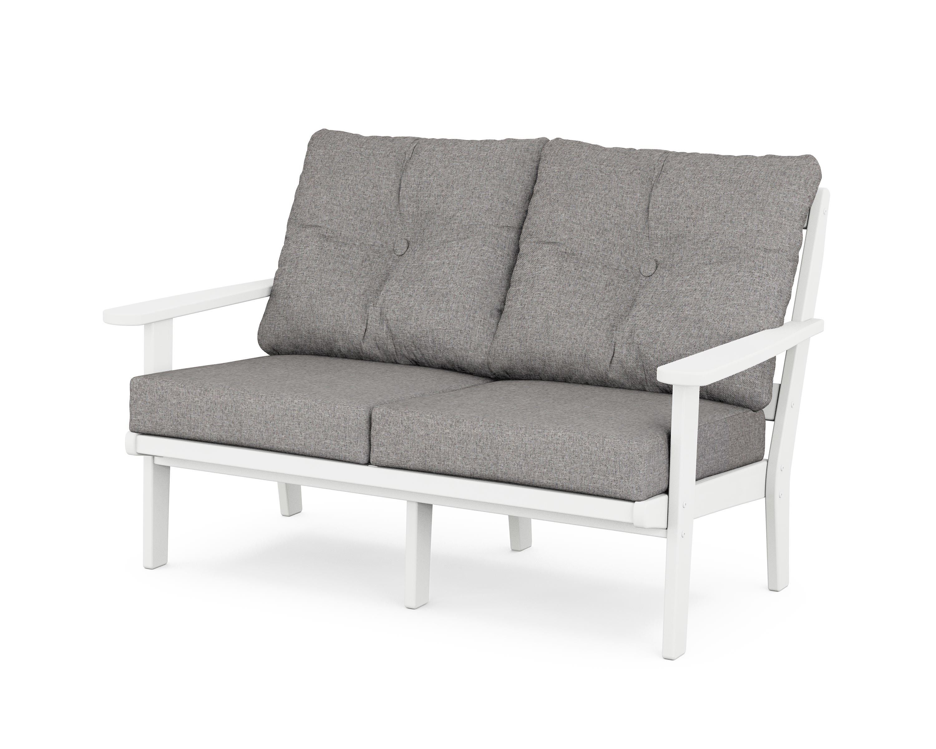 POLYWOOD® Mission Deep Seating Loveseat in White / Grey Mist