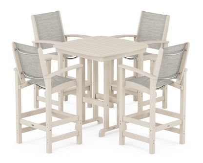 POLYWOOD® Coastal 5-Piece Bar Set in Sand / Birch Sling