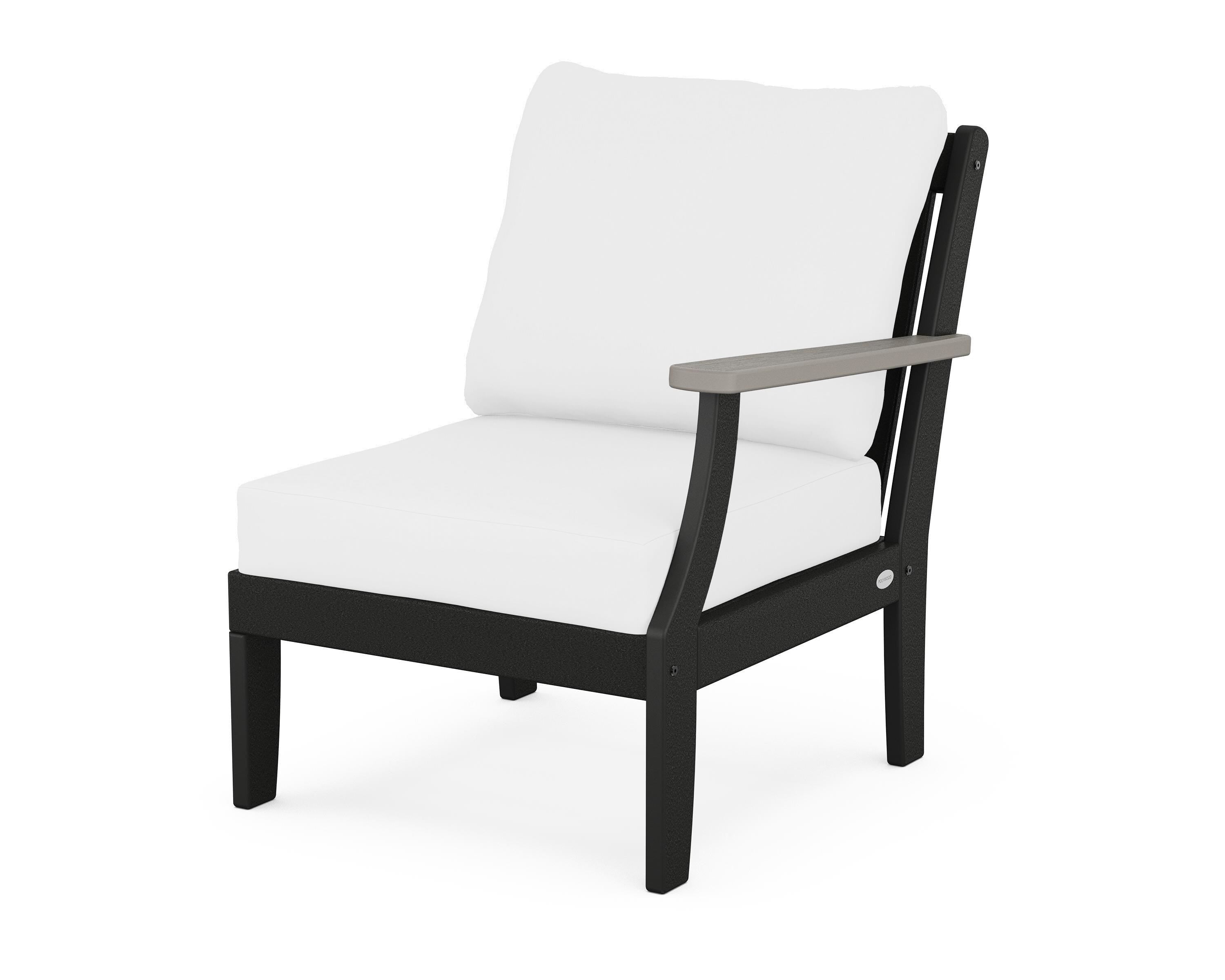 POLYWOOD® Braxton Modular Right Arm Chair in Black / Driftwood / Natural