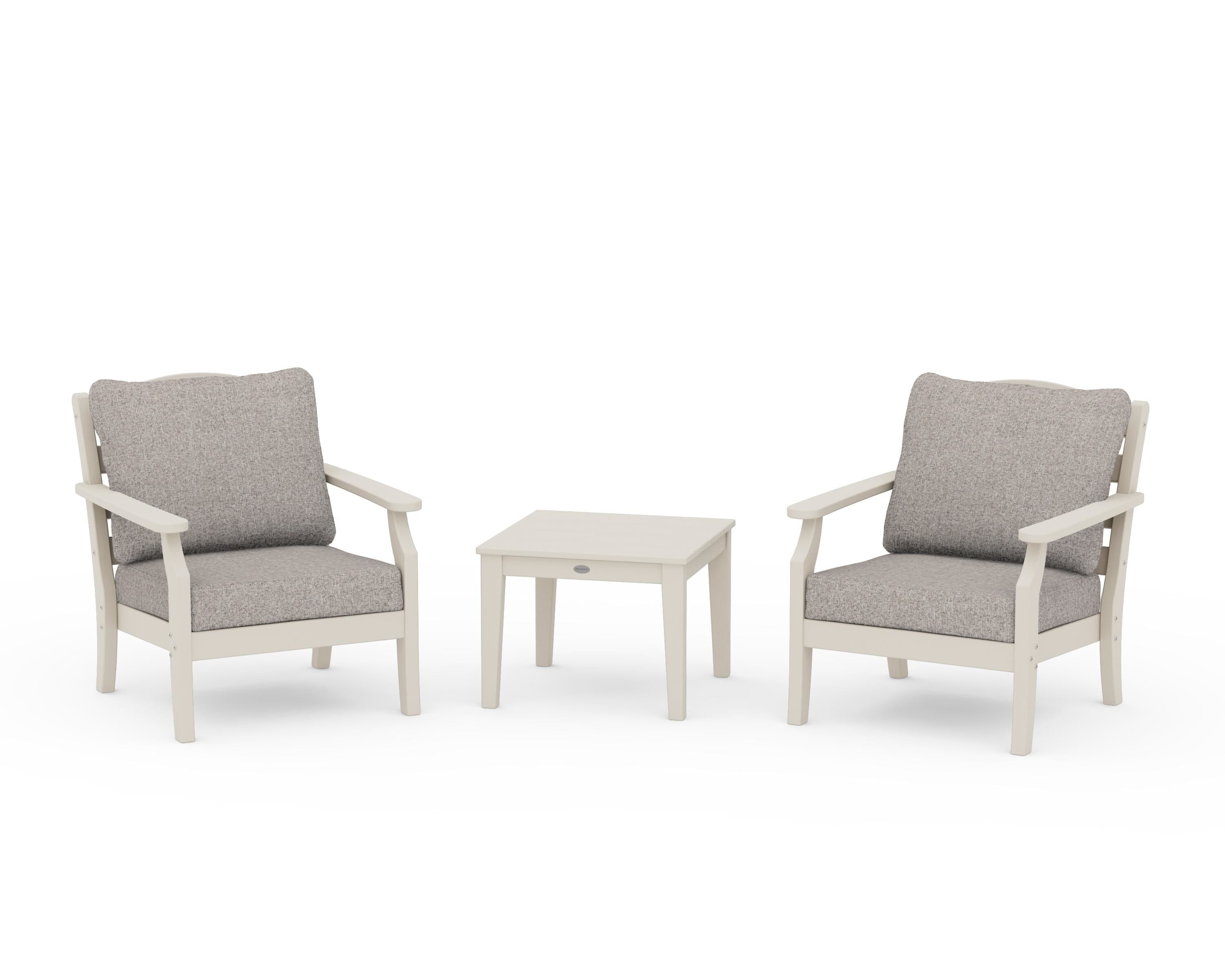 Draper James™ by  POLYWOOD® Savannah 3-Piece Deep Seating Set in Sand / Weathered Tweed