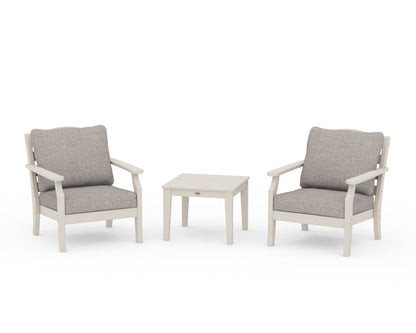 Draper James™ by  POLYWOOD® Savannah 3-Piece Deep Seating Set in Sand / Weathered Tweed