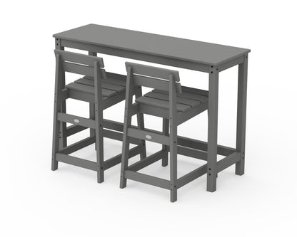 POLYWOOD® Modern Studio Plaza Lowback Counter Chair 3-Piece Balcony Set in Slate Grey