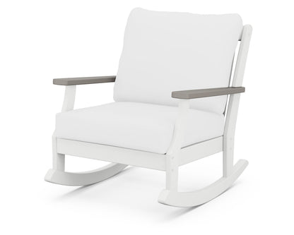 POLYWOOD® Braxton Deep Seating Rocking Chair in White / Driftwood / Natural
