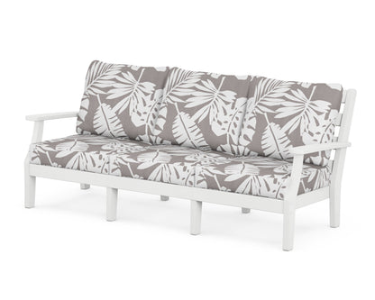 POLYWOOD® Chesapeake Deep Seating Sofa in White / Leaf Grey Mist