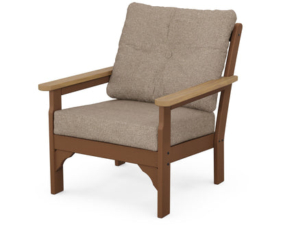 POLYWOOD® Vineyard Deep Seating Chair in Teak / Natural / Spiced Burlap