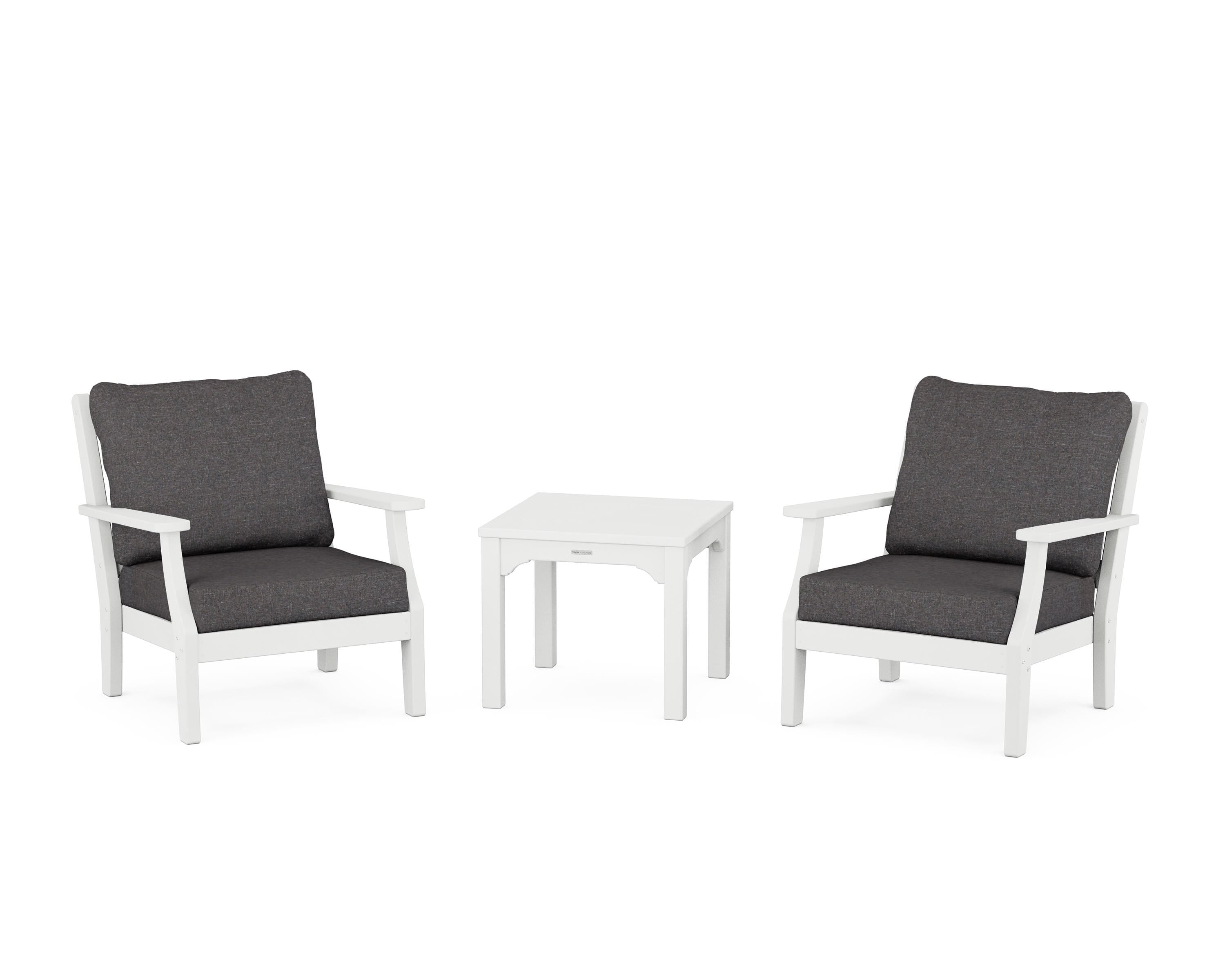Martha Stewart by POLYWOOD® Chinoiserie 3-Piece Deep Seating Set in White / Ash Charcoal