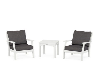 Martha Stewart by POLYWOOD® Chinoiserie 3-Piece Deep Seating Set in White / Ash Charcoal