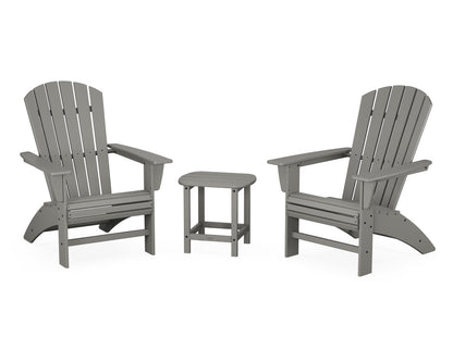 POLYWOOD® Nautical 3-Piece Curveback Adirondack Set in Slate Grey