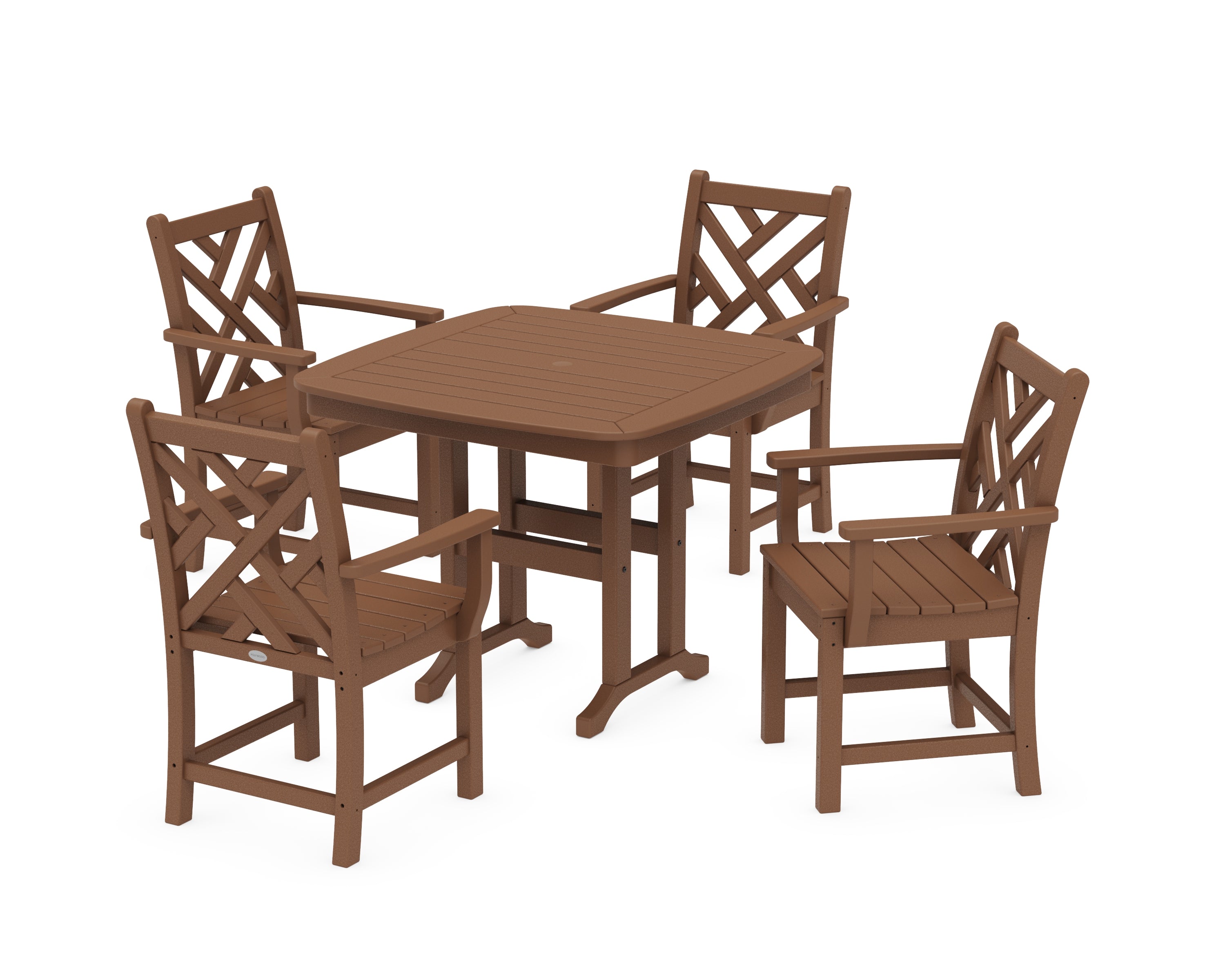 POLYWOOD® Chippendale 5-Piece Dining Set in Teak