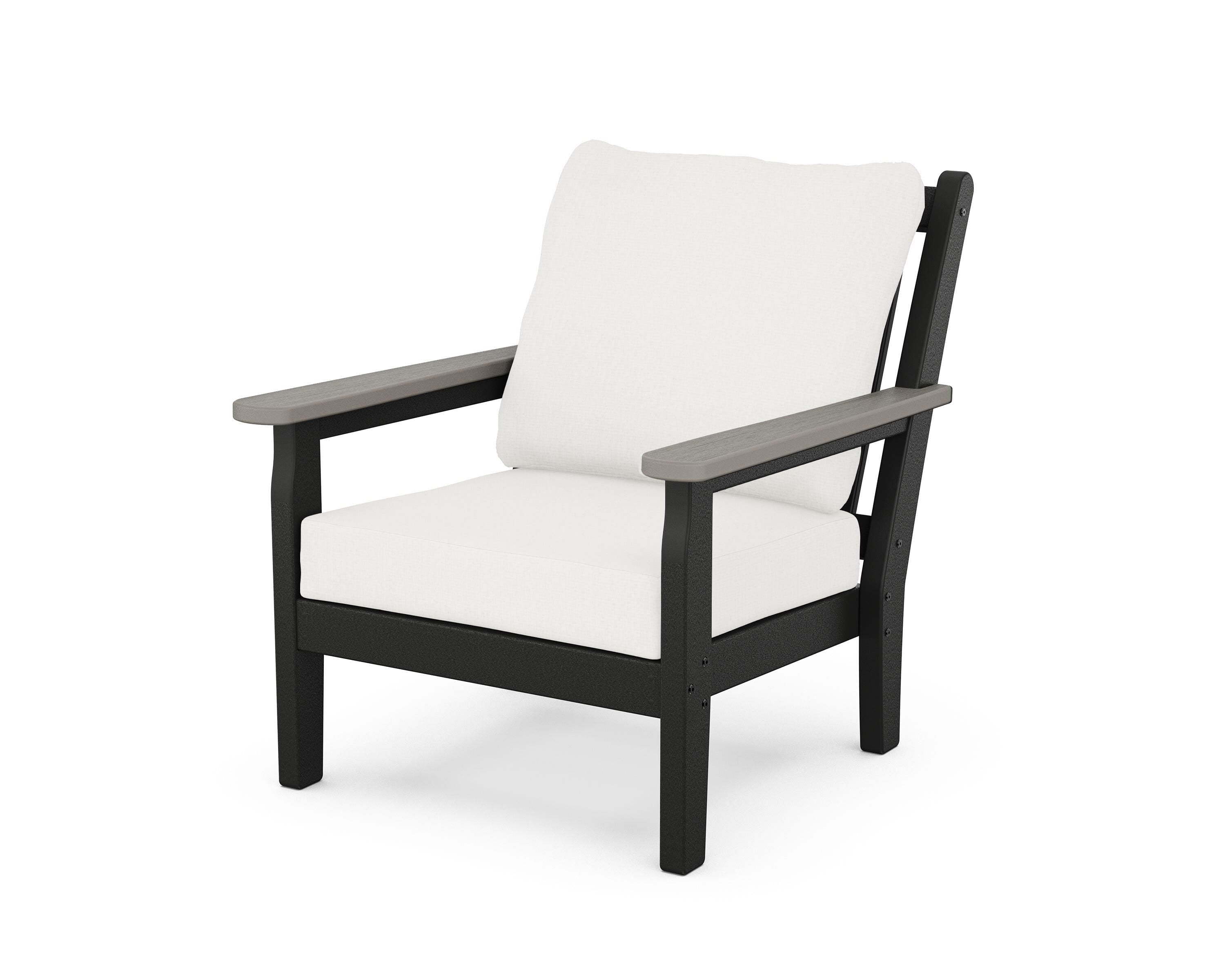 POLYWOOD® Chippendale Deep Seating Chair in Black / Driftwood / Natural Linen