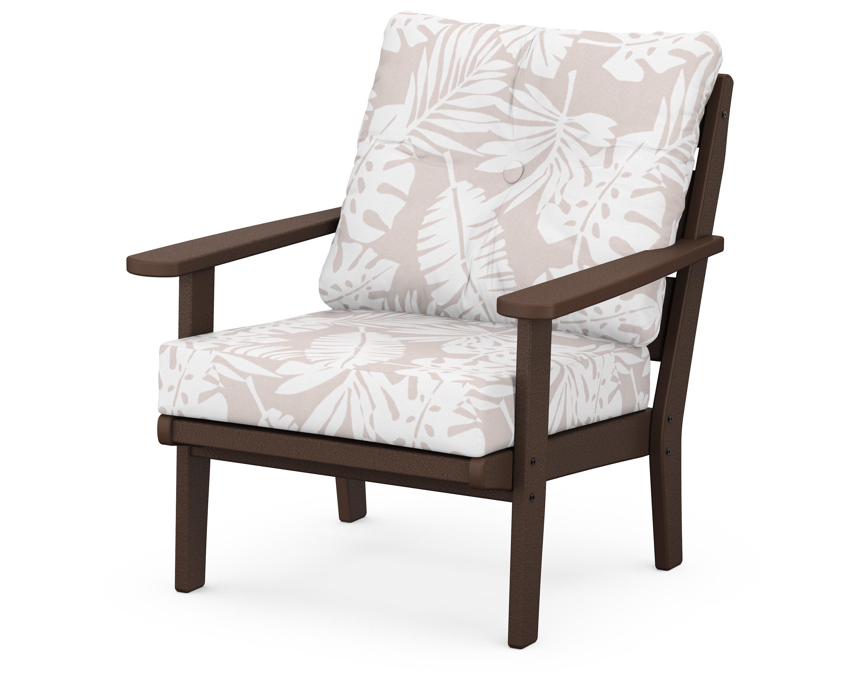 POLYWOOD® Lakeside Deep Seating Chair in Mahogany / Leaf Dune Burlap