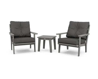 POLYWOOD® Lakeside 3-Piece Deep Seating Chair Set in Slate Grey / Spectrum Carbon