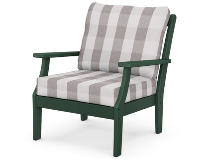 POLYWOOD® Braxton Deep Seating Chair in Green / Buffalo Plaid Grey Mist