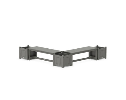 POLYWOOD® 48" Country Living L- Shaped Planter Bench Corner Set in Slate Grey