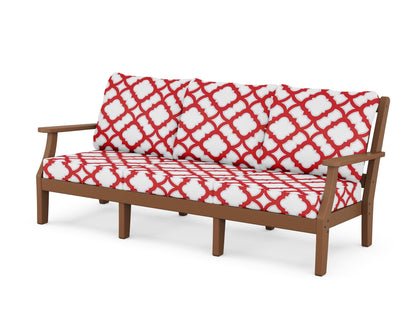 Martha Stewart by POLYWOOD® Chinoiserie Deep Seating Sofa in Teak / Trellis Crimson