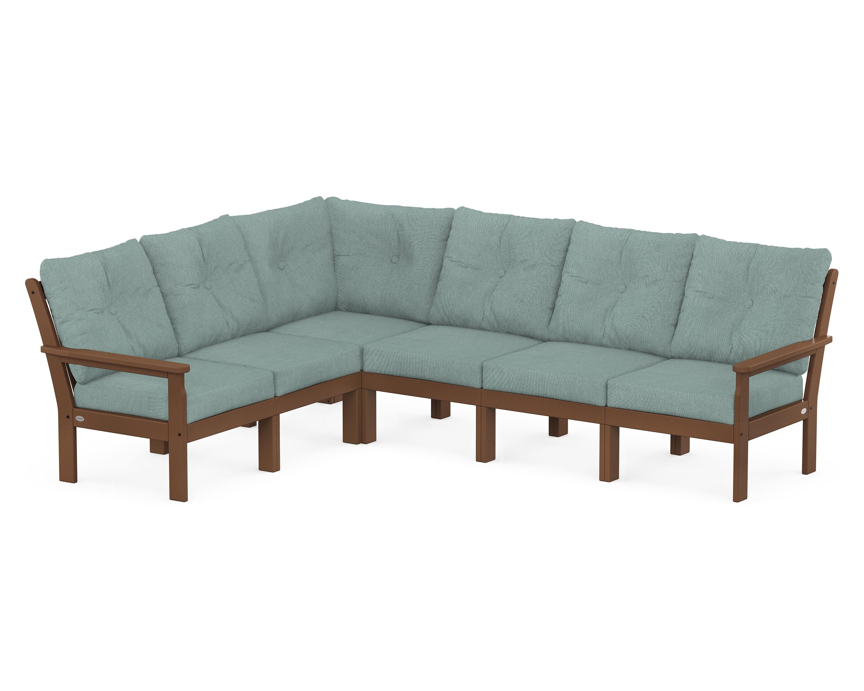 POLYWOOD® Vineyard 6-Piece Sectional in Teak / Glacier Spa