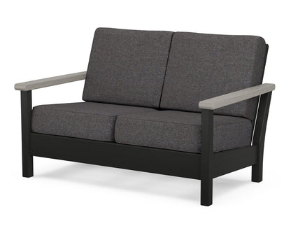 POLYWOOD® Harbour Deep Seating Loveseat in Black / Driftwood / Ash Charcoal