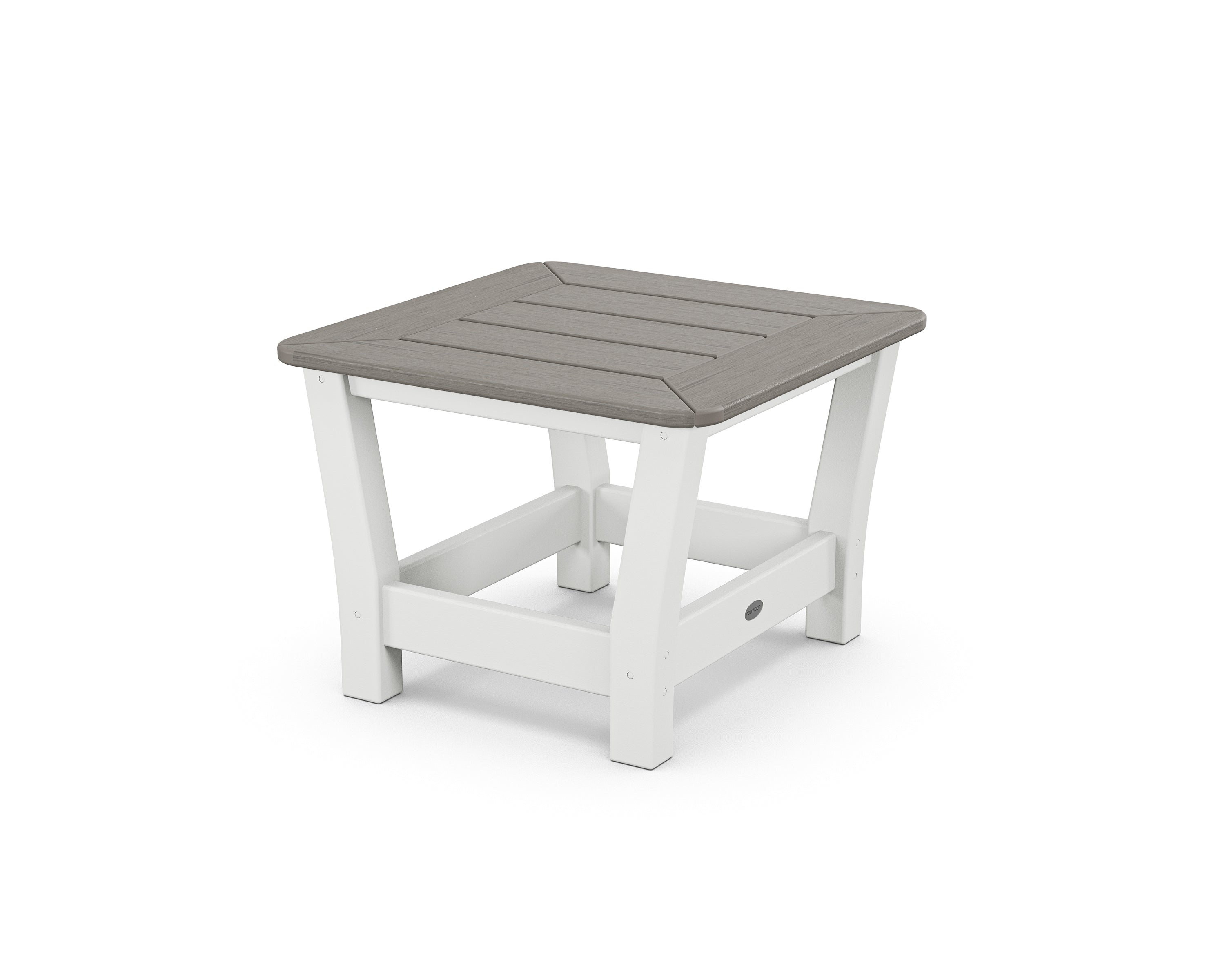 POLYWOOD® Harbour Slat End Table in White / Driftwood
