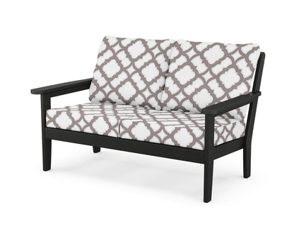 Country Living Cottage Deep Seating Loveseat in Black / Trellis Grey Mist