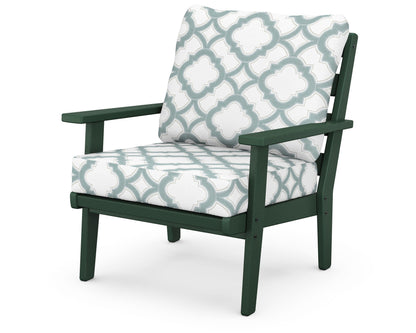 POLYWOOD® Grant Park Deep Seating Chair in Green / Trellis Glacier Spa