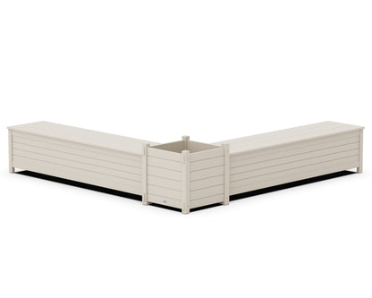 POLYWOOD® 72" Nautical L- Shaped Planter Storage Bench Set- Large in Sand