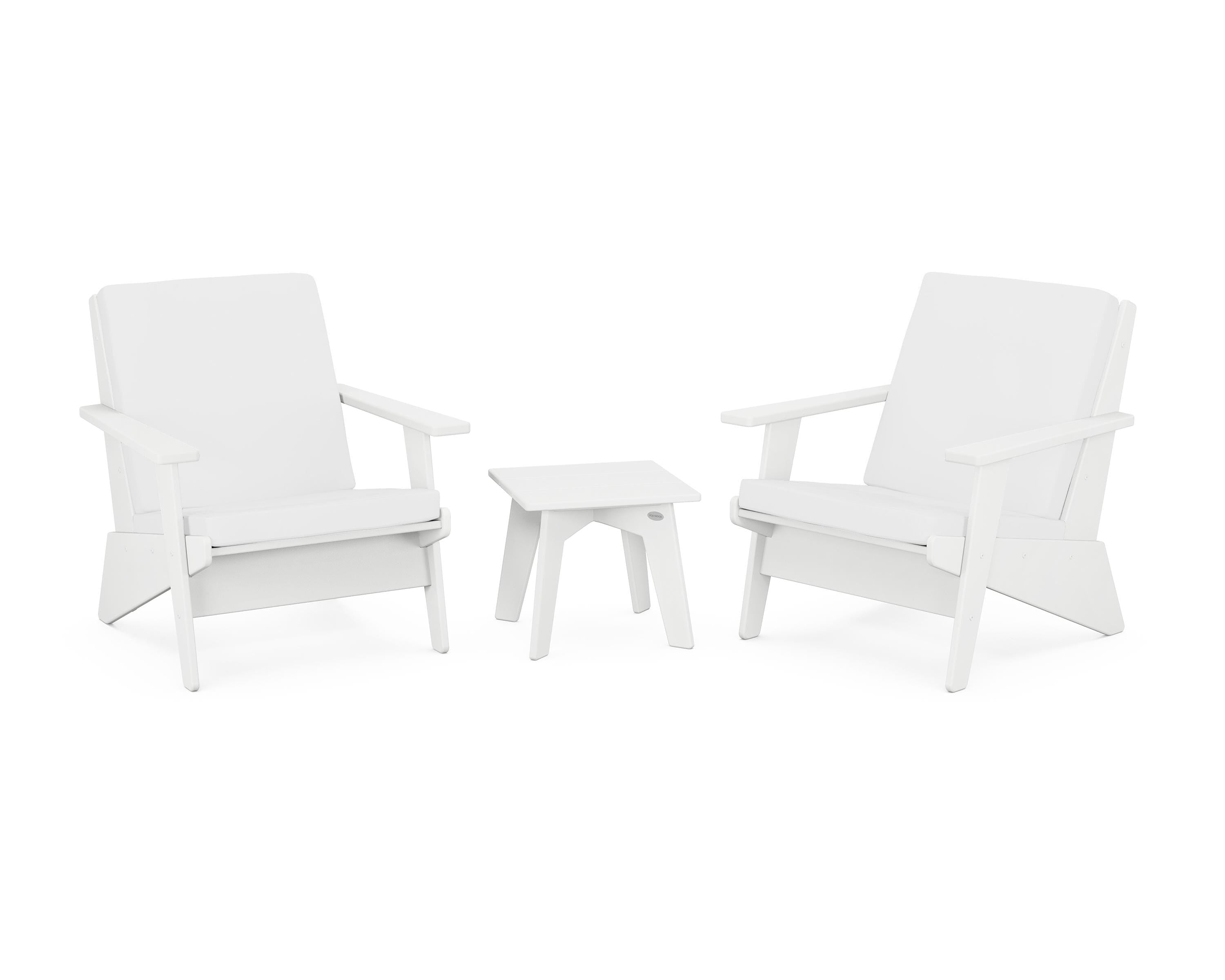 POLYWOOD® Riviera Modern Lounge 3-Piece Set in White / Natural