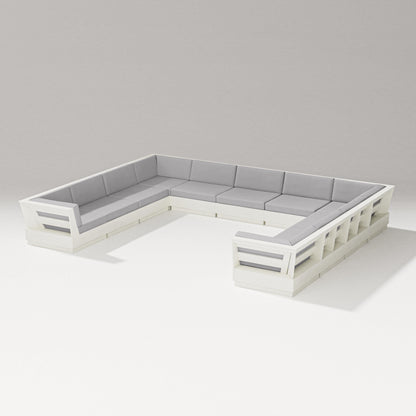 PW Designer Series Elevate Large U-Shaped Sectional in Vintage White / Granite