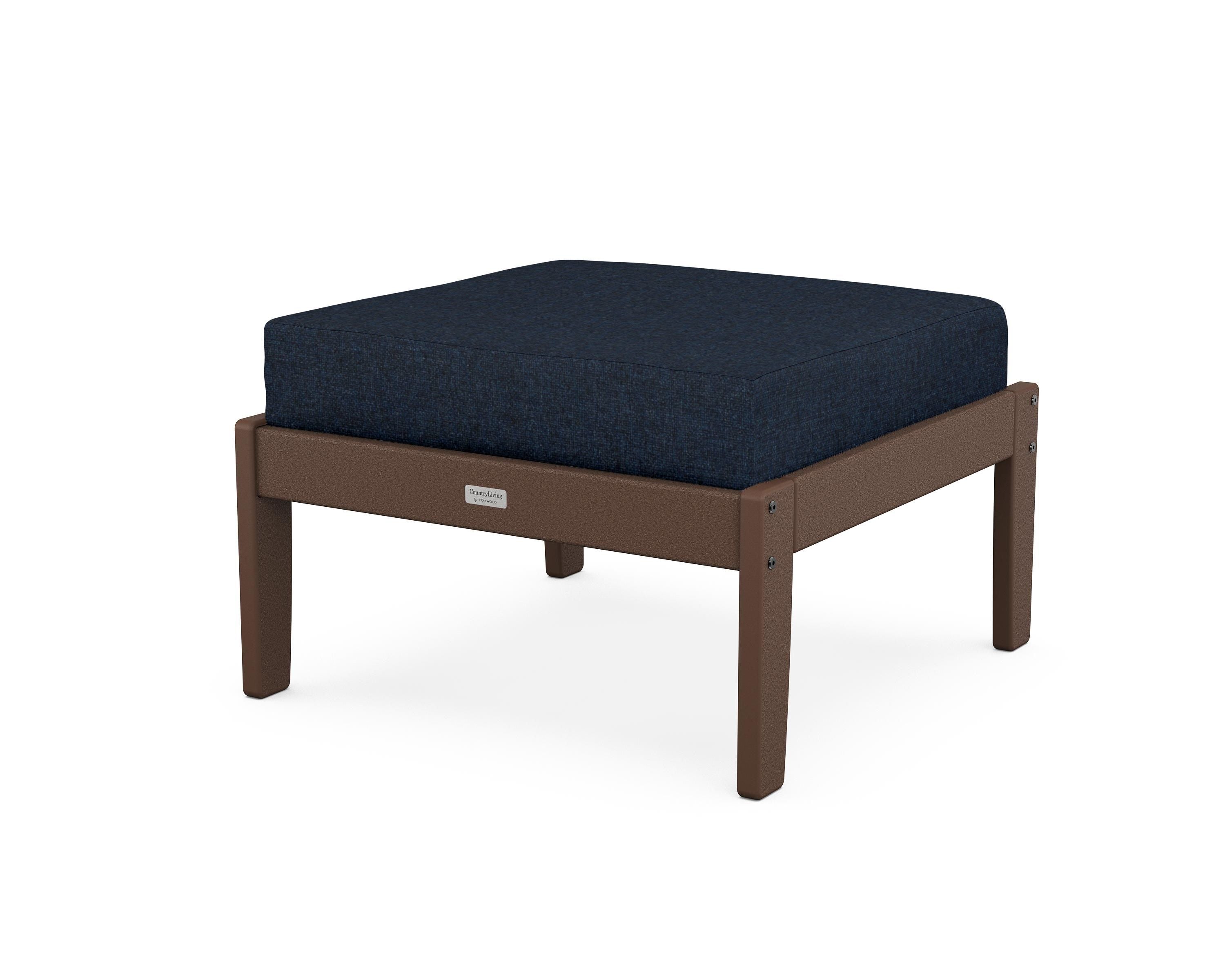 Country Living Cottage Deep Seating Ottoman in Mahogany / Marine Indigo