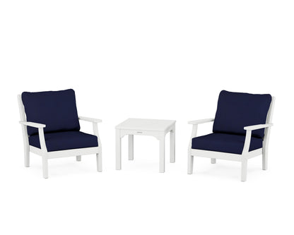 Martha Stewart by POLYWOOD® Chinoiserie 3-Piece Deep Seating Set in White / Navy