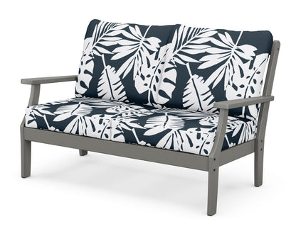 POLYWOOD® Braxton Deep Seating Loveseat in Slate Grey / Leaf Marine Indigo