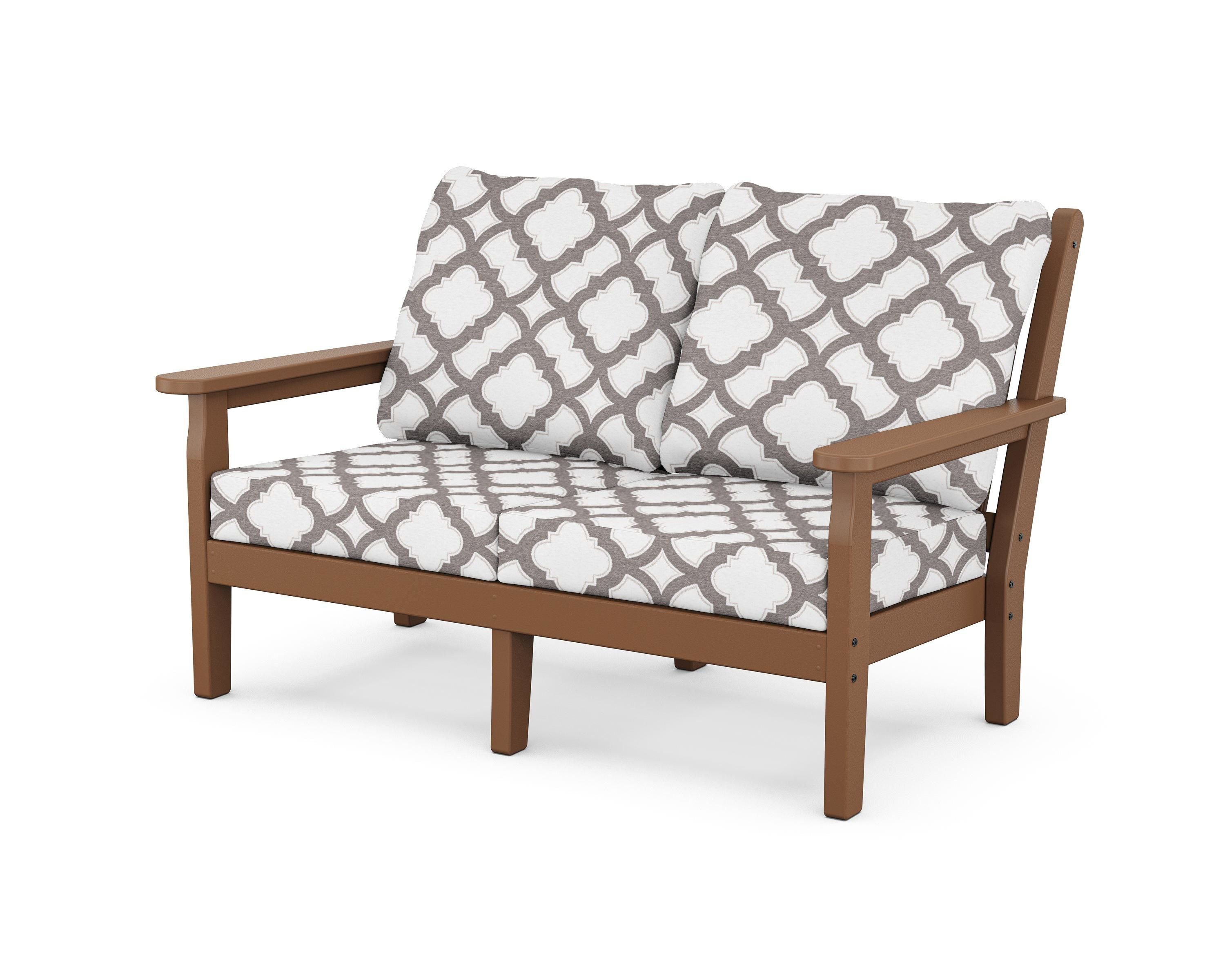 POLYWOOD® Chippendale Deep Seating Loveseat in Teak / Trellis Grey Mist