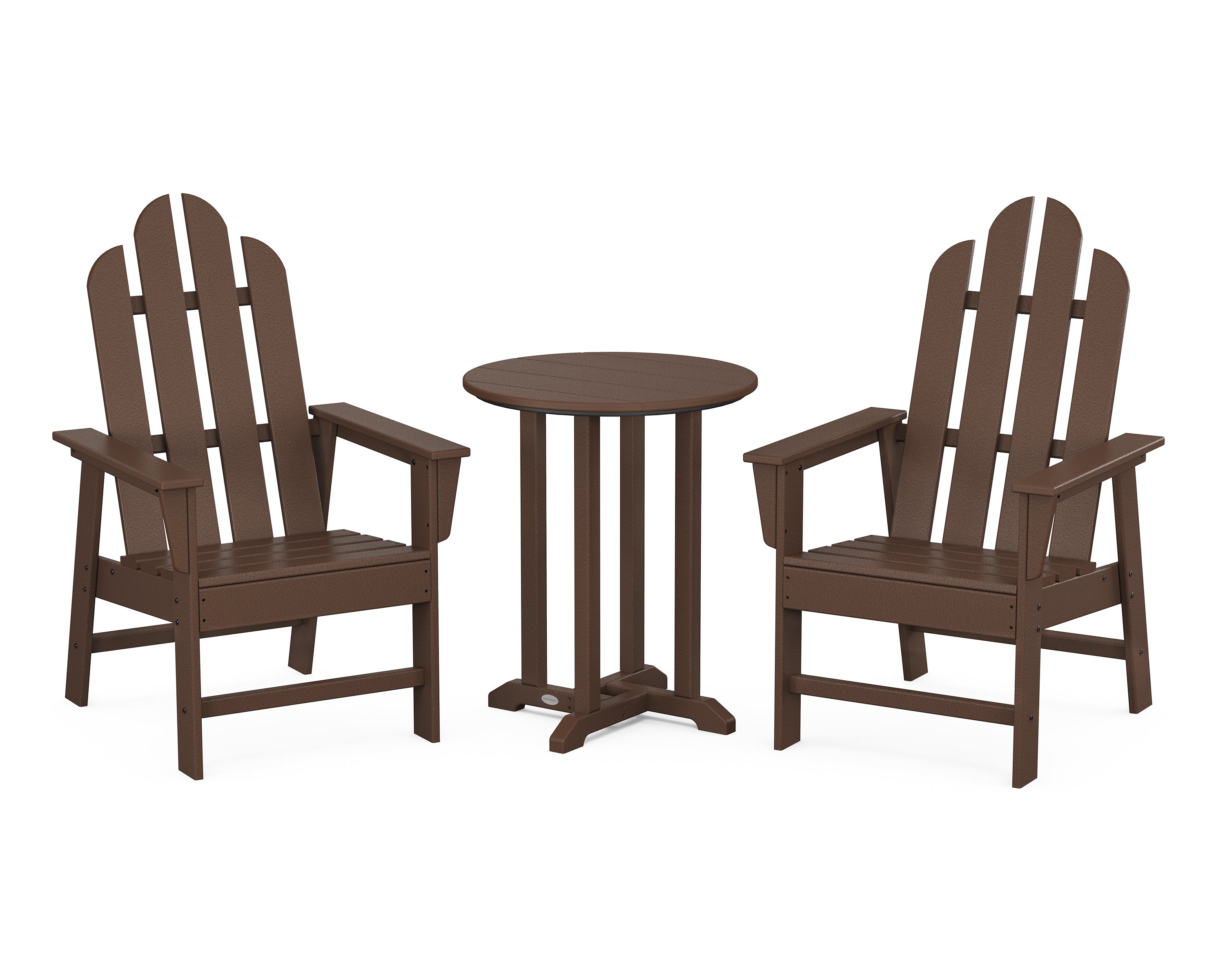 POLYWOOD® Long Island 3-Piece Round Bistro Dining Set in Mahogany