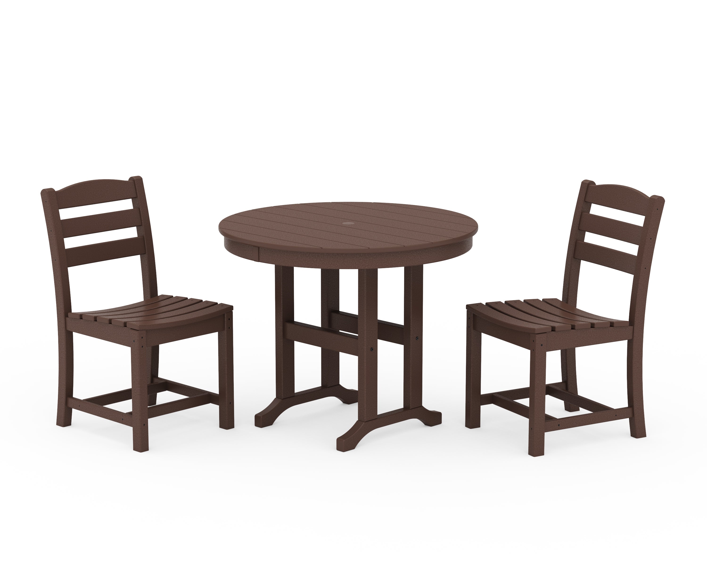 POLYWOOD® La Casa Café Side Chair 3-Piece Round Dining Set in Mahogany