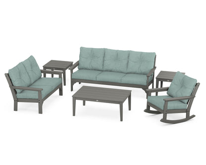 POLYWOOD® Vineyard 6-Piece Deep Seating Set in Slate Grey / Glacier Spa