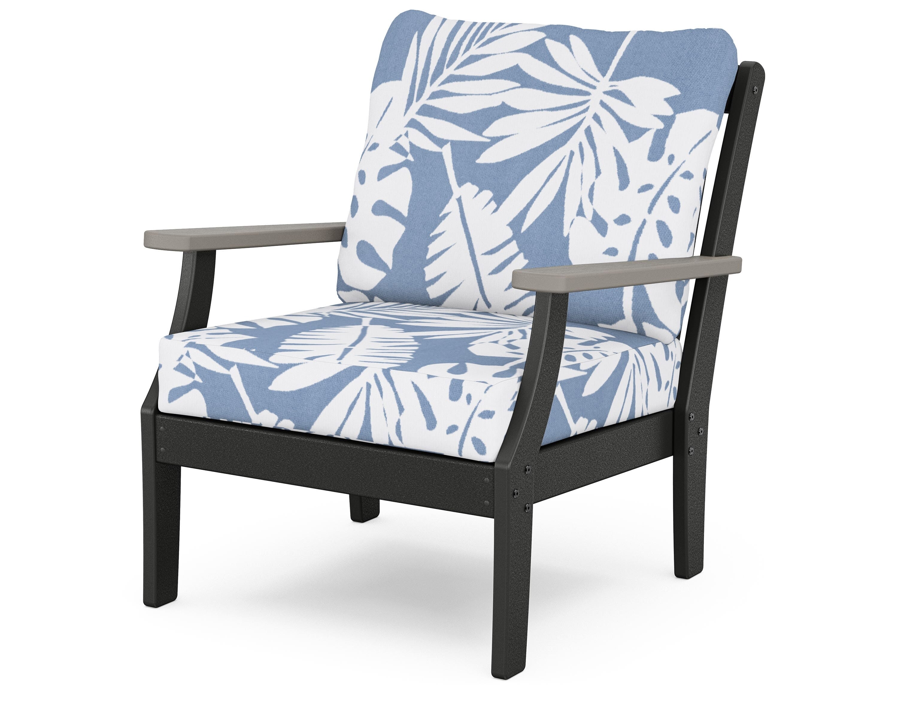 POLYWOOD® Braxton Deep Seating Chair in Black / Driftwood / Leaf Sky Blue