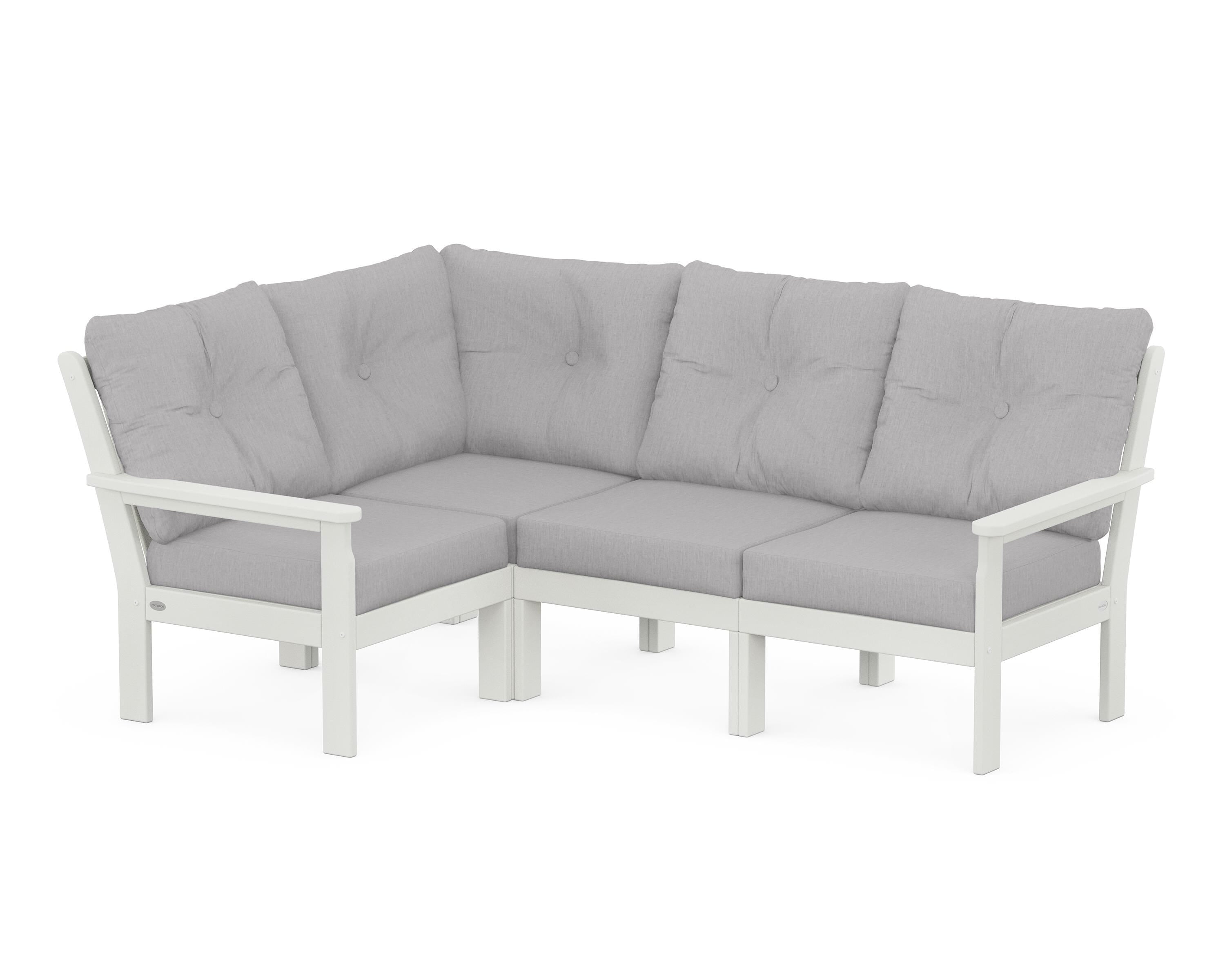 POLYWOOD® Vineyard 4-Piece Sectional in Vintage White / Granite