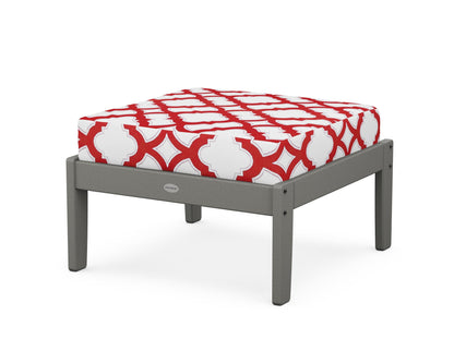 POLYWOOD® Braxton Deep Seating Ottoman in Slate Grey / Trellis Crimson