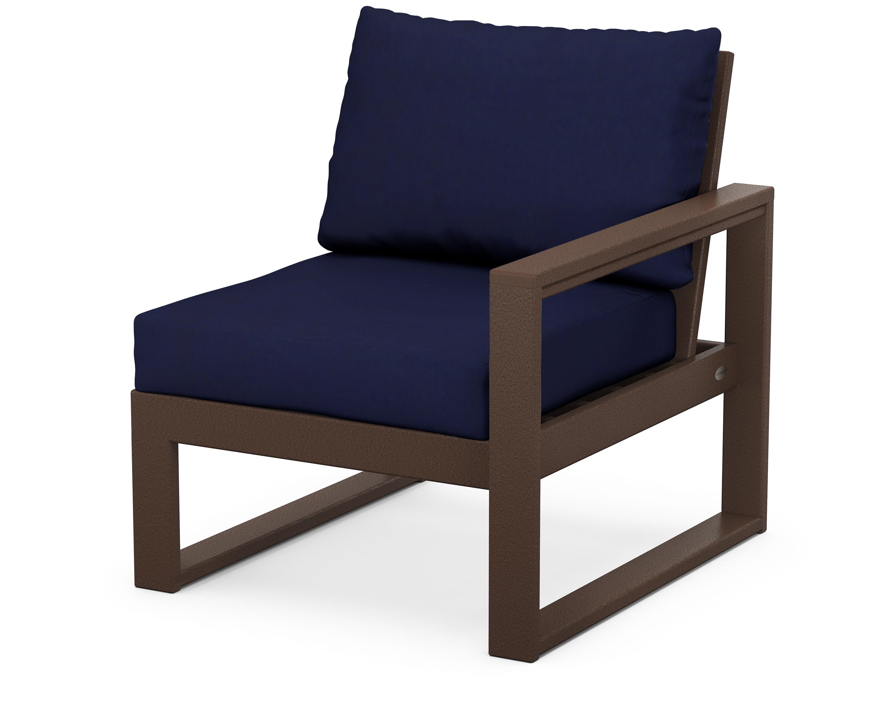 POLYWOOD® EDGE Modular Right Arm Chair in Mahogany / Navy