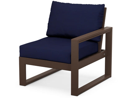 POLYWOOD® EDGE Modular Right Arm Chair in Mahogany / Navy